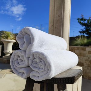 Lot de 3 draps de bain blanc uni 70×140 coton