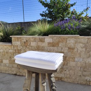 Lot de 2 draps plats rayés blancs 180×280