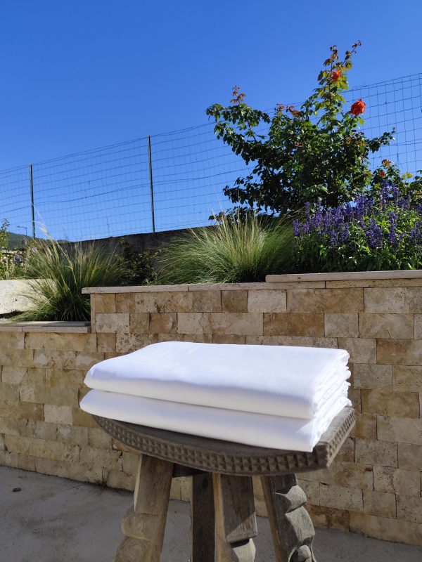 Lot de 2 draps plats unis blancs